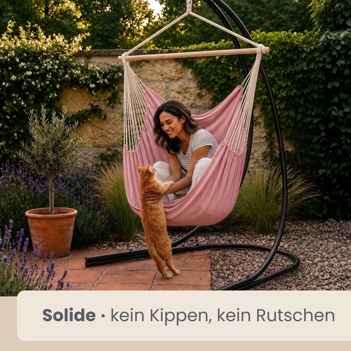 XXL-HÄNGESESSEL inkl. Gestell, 210 cm, Rosa - Rosa, Textil (140/210/160cm) - Amanka