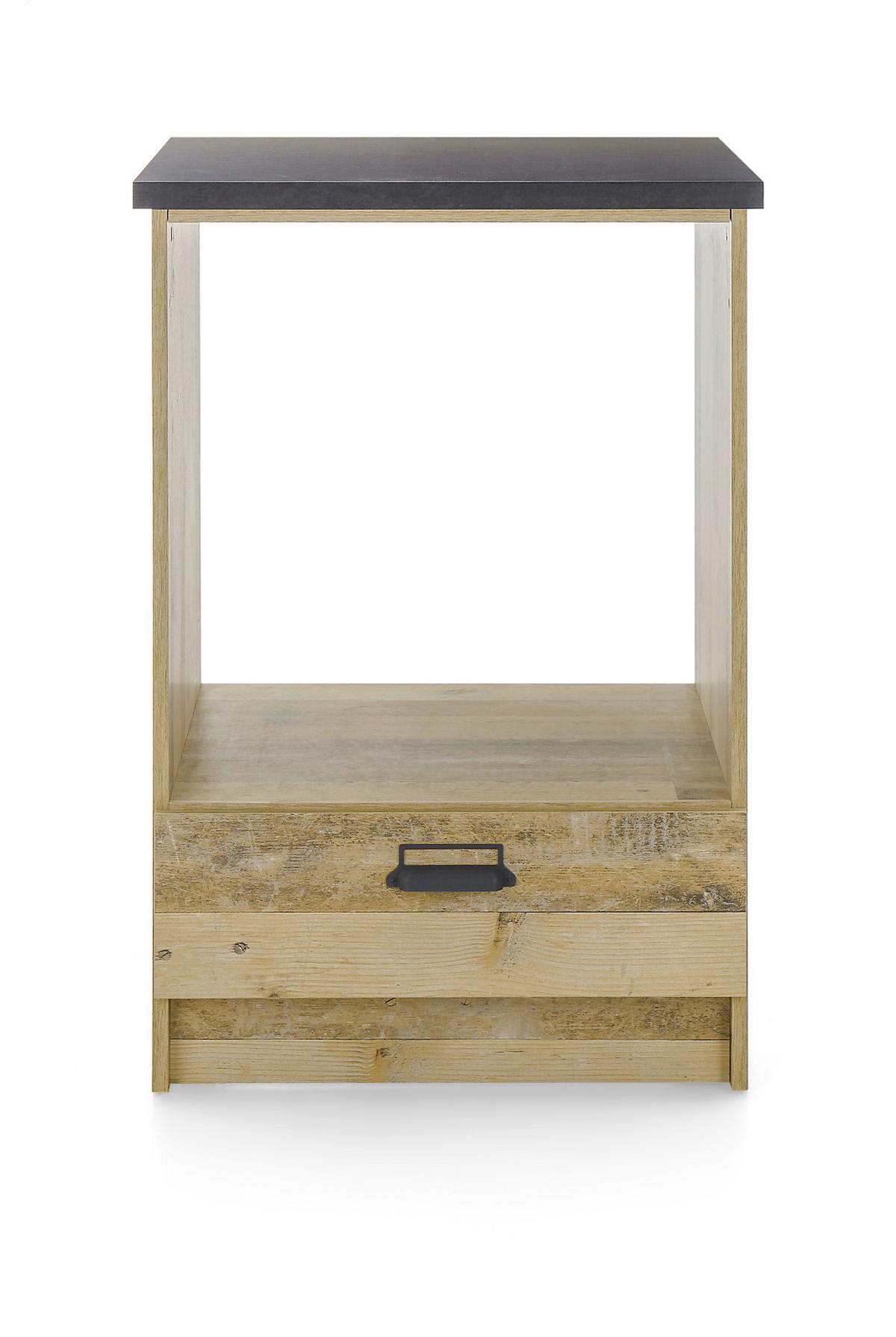 HERDUMBAUSCHRANK Used Wood hell, anthrazit, 60 cm, Küche Unterschrank mit Schublade und Soft-Close - Anthrazit/Schwarz, Holzwerkstoff/Metall (63/93/64cm) - Furn.Design