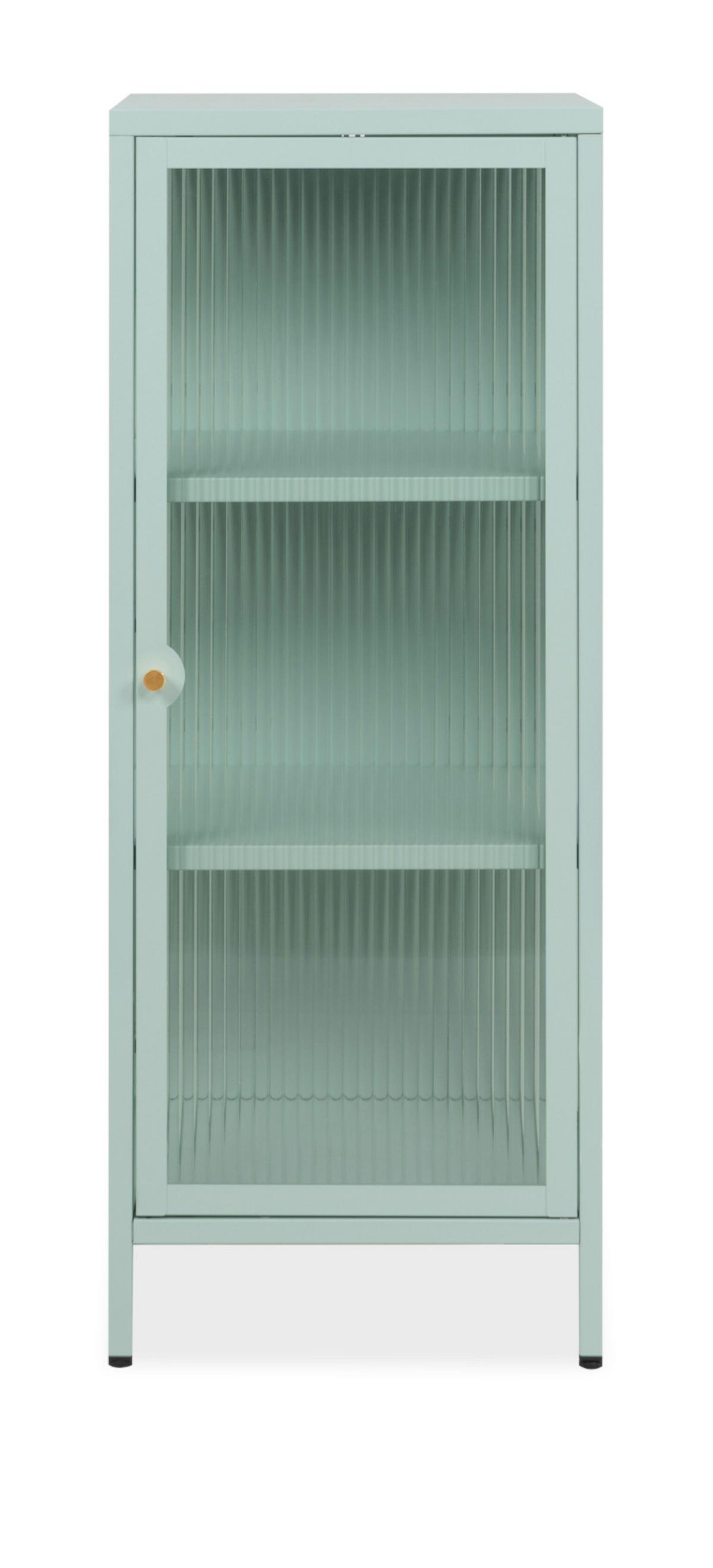 KOMMODE Metall mintgrün 40 cm, Vitrine mit stabilem Metallgestell - Goldfarben/Mintgrün, Metall (40/101.5/40cm) - Furn.Design