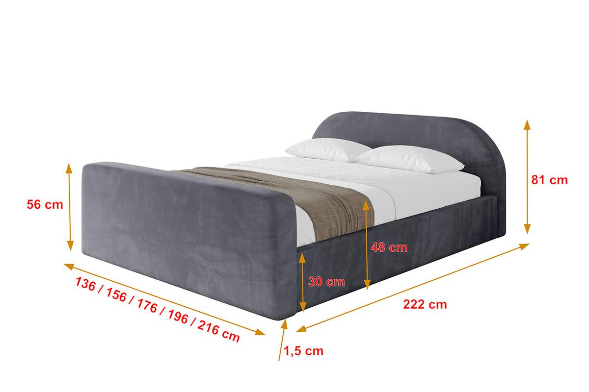 POLSTERBETT mit Bettkasten, Fußteil und Lattenrost, Boxbett mit Matratze H3/H4 - TIVON-Z-V1 180x200 Dunkelgrau - Dunkelgrau, Holzwerkstoff/Textil (180/200cm) - ALTDECOR