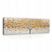 BILDER Abstrakt Baum Gold Modern Wohnzimmer 145x45 - Multicolor, Holzwerkstoff (145/45cm) - Wallarena