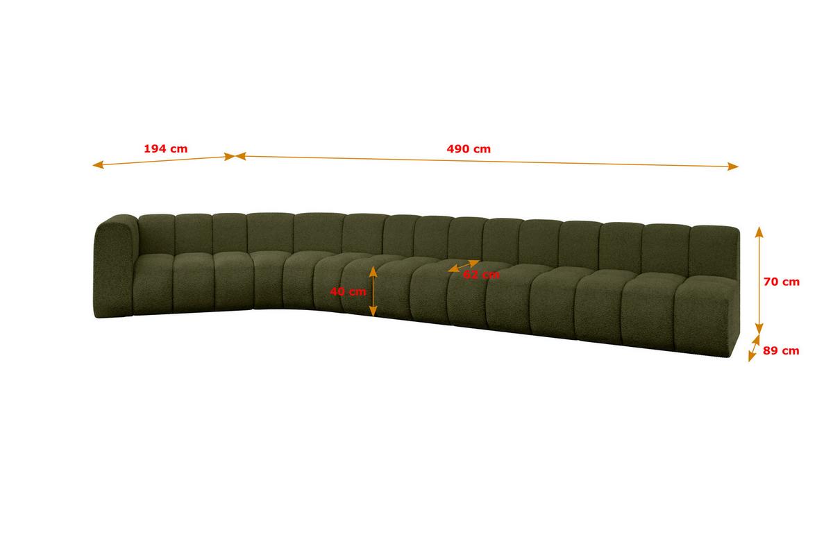 ECKSOFA modulares Sofa Karex-L3 - 490x194x70 cm Grün - Grün, Holzwerkstoff/Textil (490/194cm) - ALTDECOR