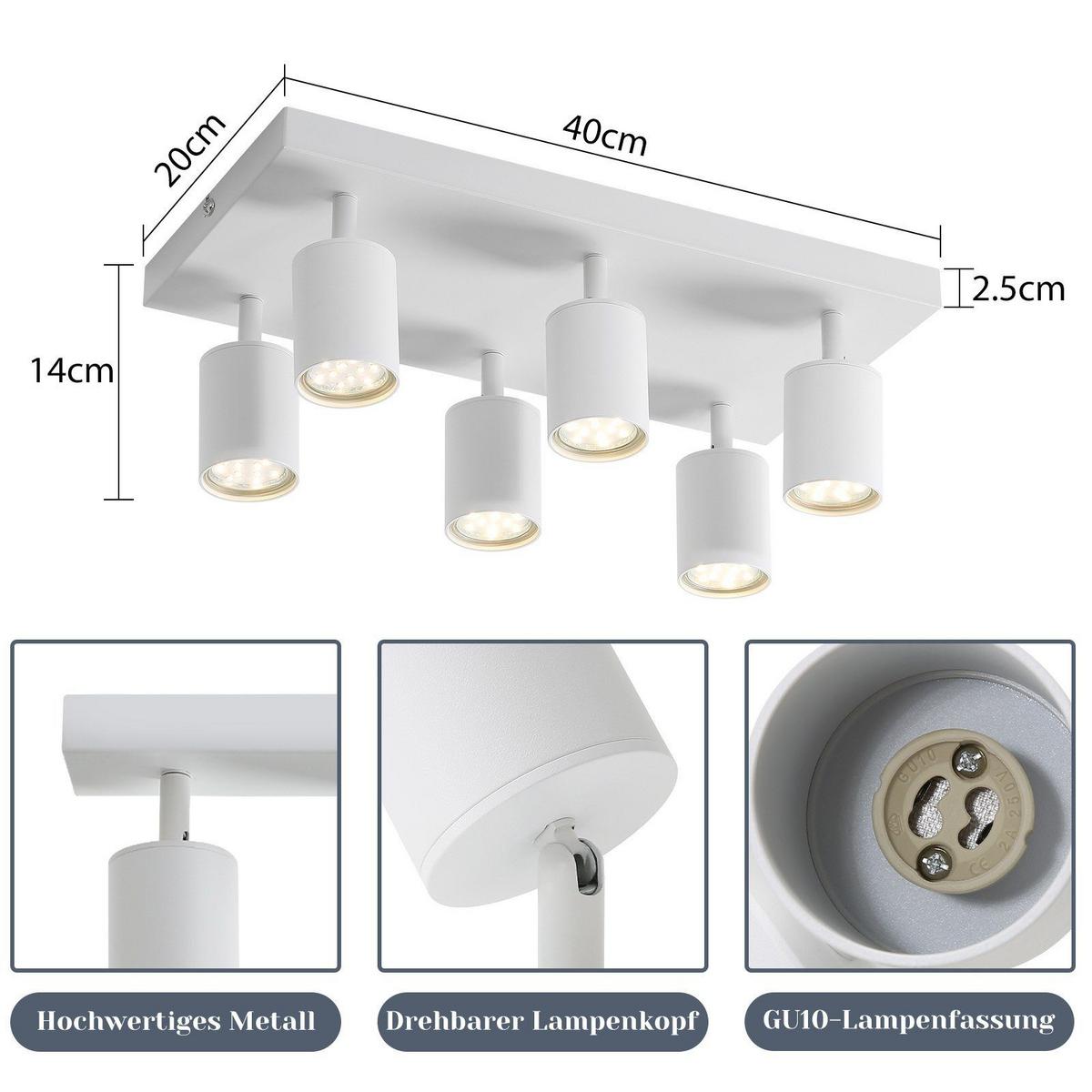 DECKENSTRAHLER Eiszapfen 6-flammig 40/20/14 cm - Weiß, Metall (40/20/14cm) - Nettlife