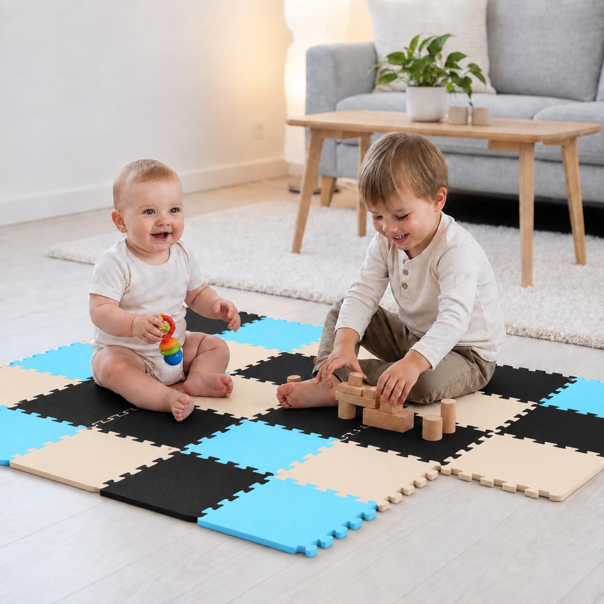 SPIELMATTE ab Null - 270/90 cm Puzzlematte Schwarz - Multicolor, Kunststoff (30/30cm) - Littletom