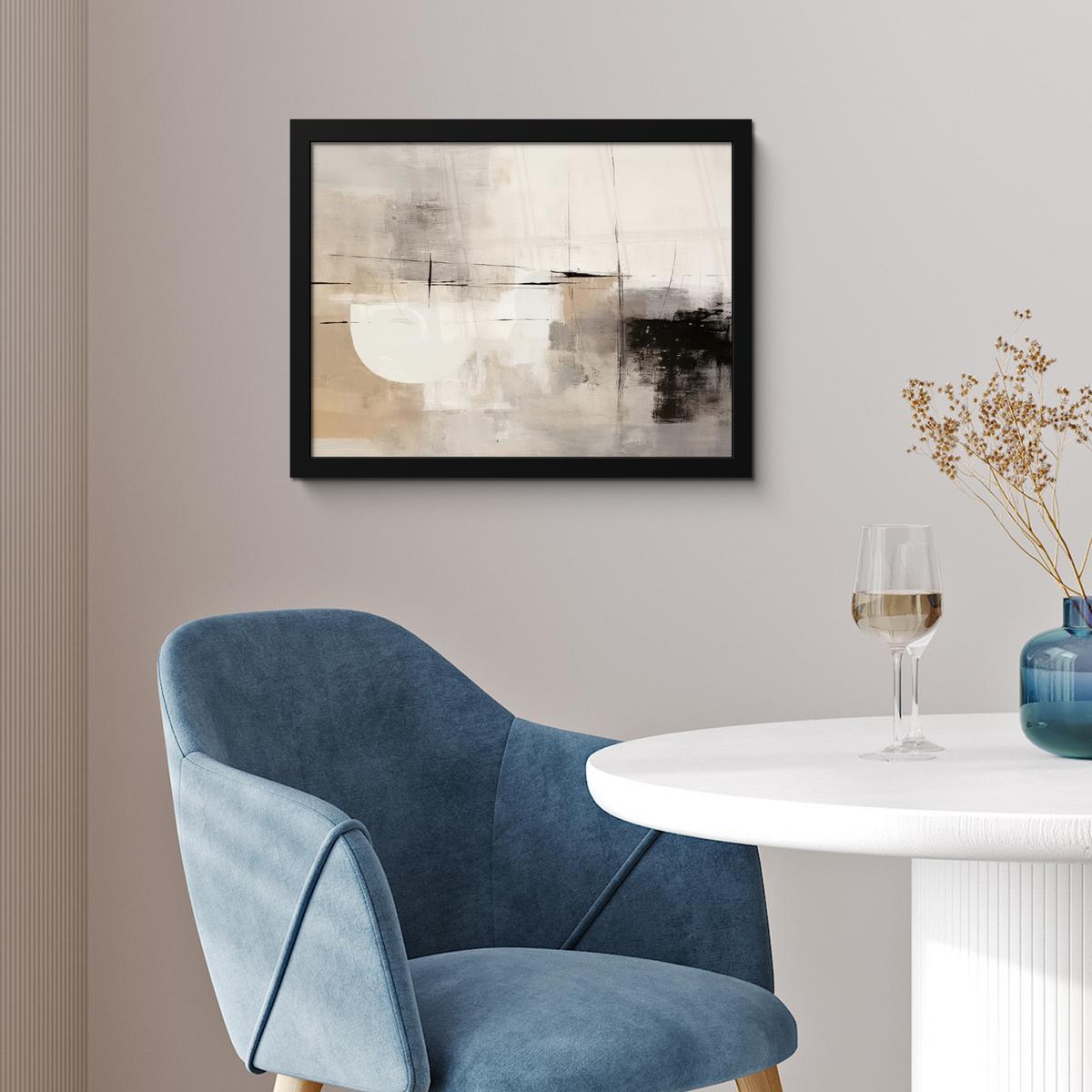 POSTER MIT RAHMENGERAHMTES BILD Abstrakt - Kunst - Grau 40x30 cm - Hellgrau, Papier (40/30cm) - MuchoWow