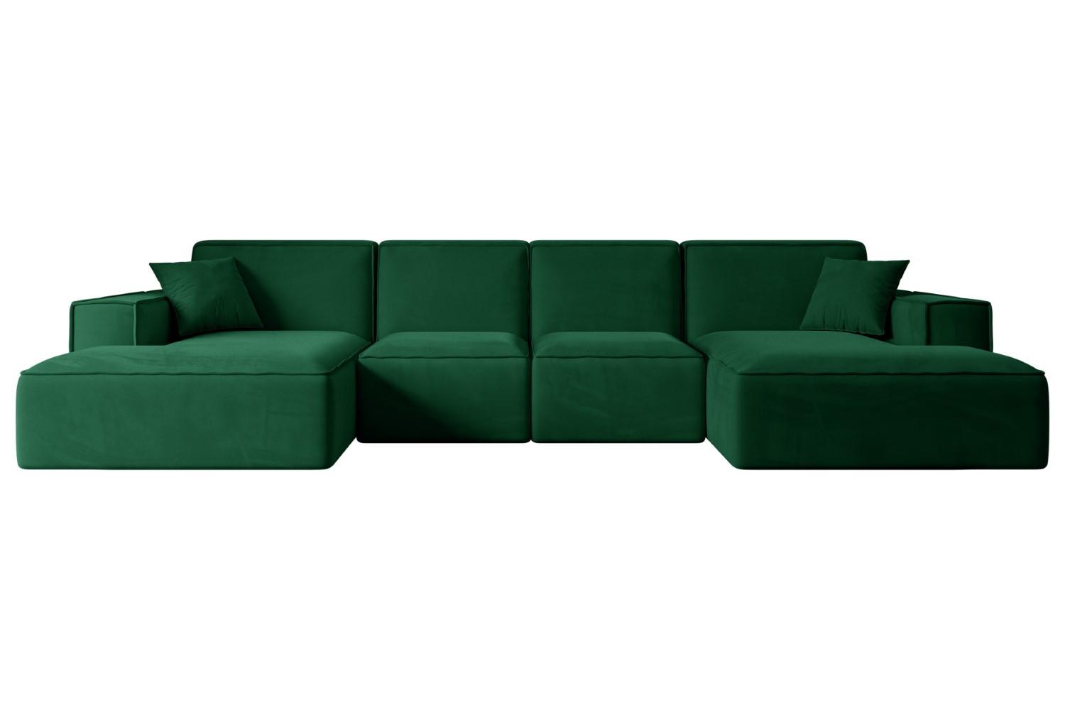 WOHNLANDSCHAFT SIERRA-U - 349x169x80 cm Grün Velours - Schwarz/Grün, Holzwerkstoff/Kunststoff (349/80/169cm) - ALTDECOR