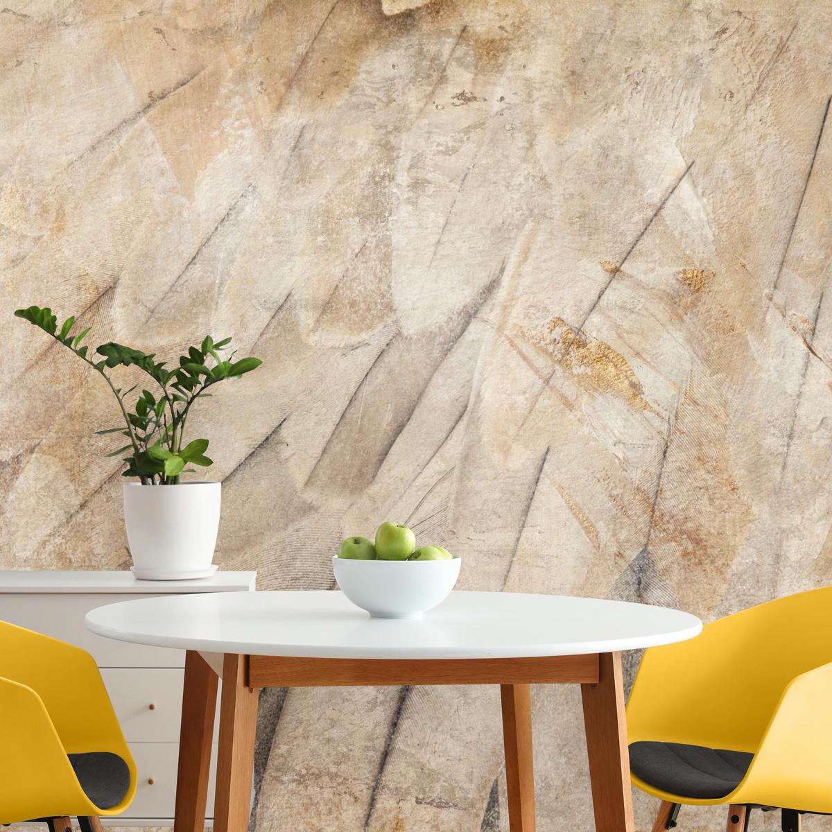 FOTOTAPETE Vogelflügel Beton Retro Stil 400x280 - Beige/Braun, Papier (400/280cm) - Muralo