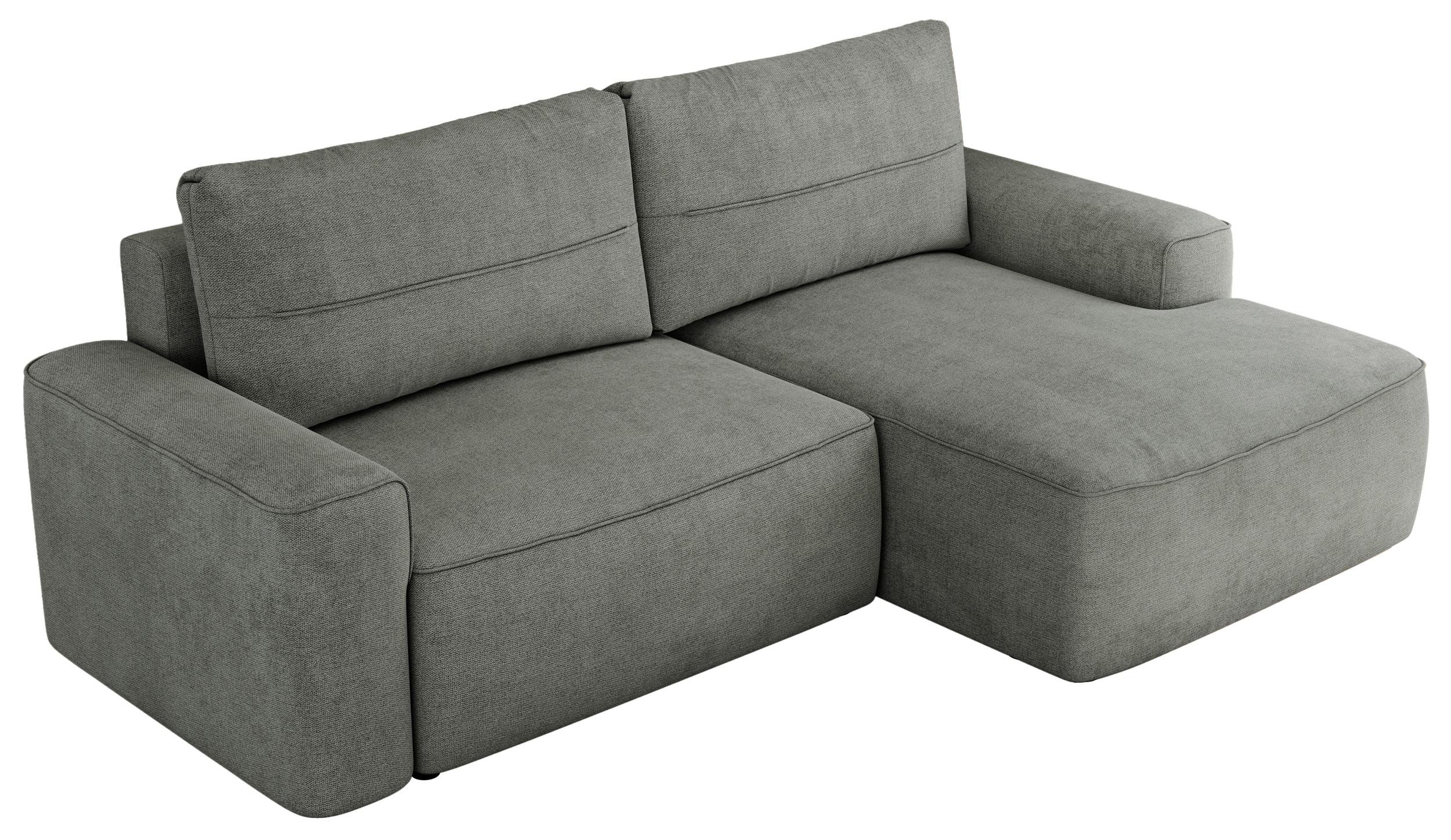 ECKSOFA BELLUNO L Grau Strukture - Rechts - Schwarz/Grau, Textil (233/144cm) - MKS