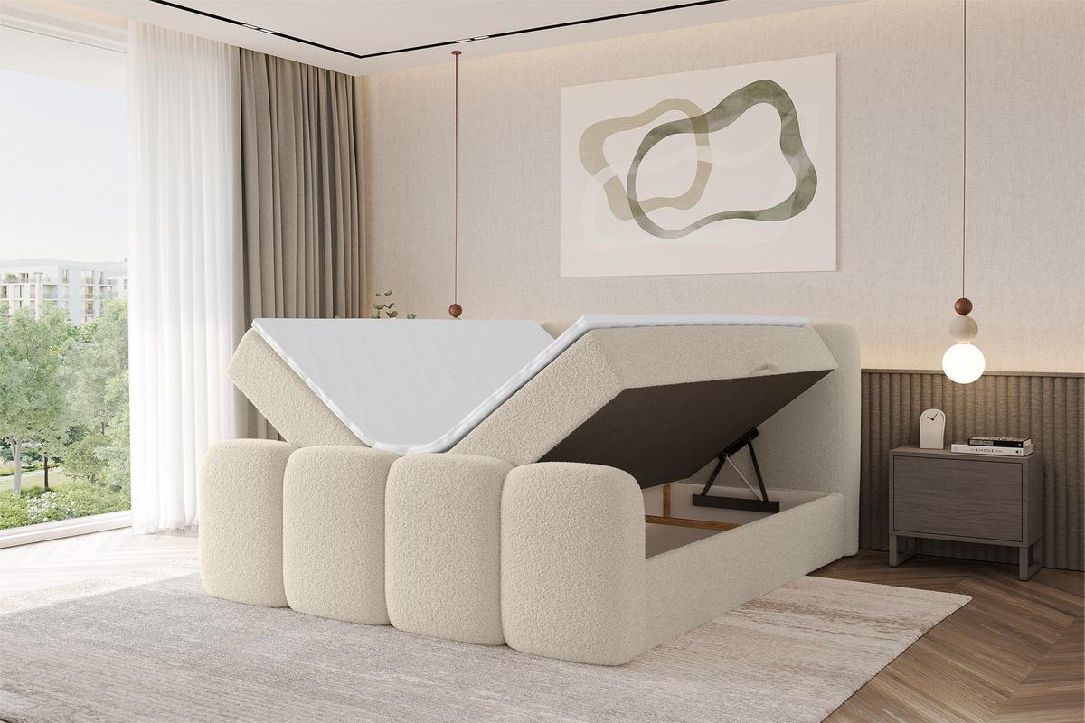 BOXBETT mit Matratze H4 - NINA-Z - 120x200 cm Dunkelbeige - Baltimorefarben, Holzwerkstoff (120/200cm) - ALTDECOR