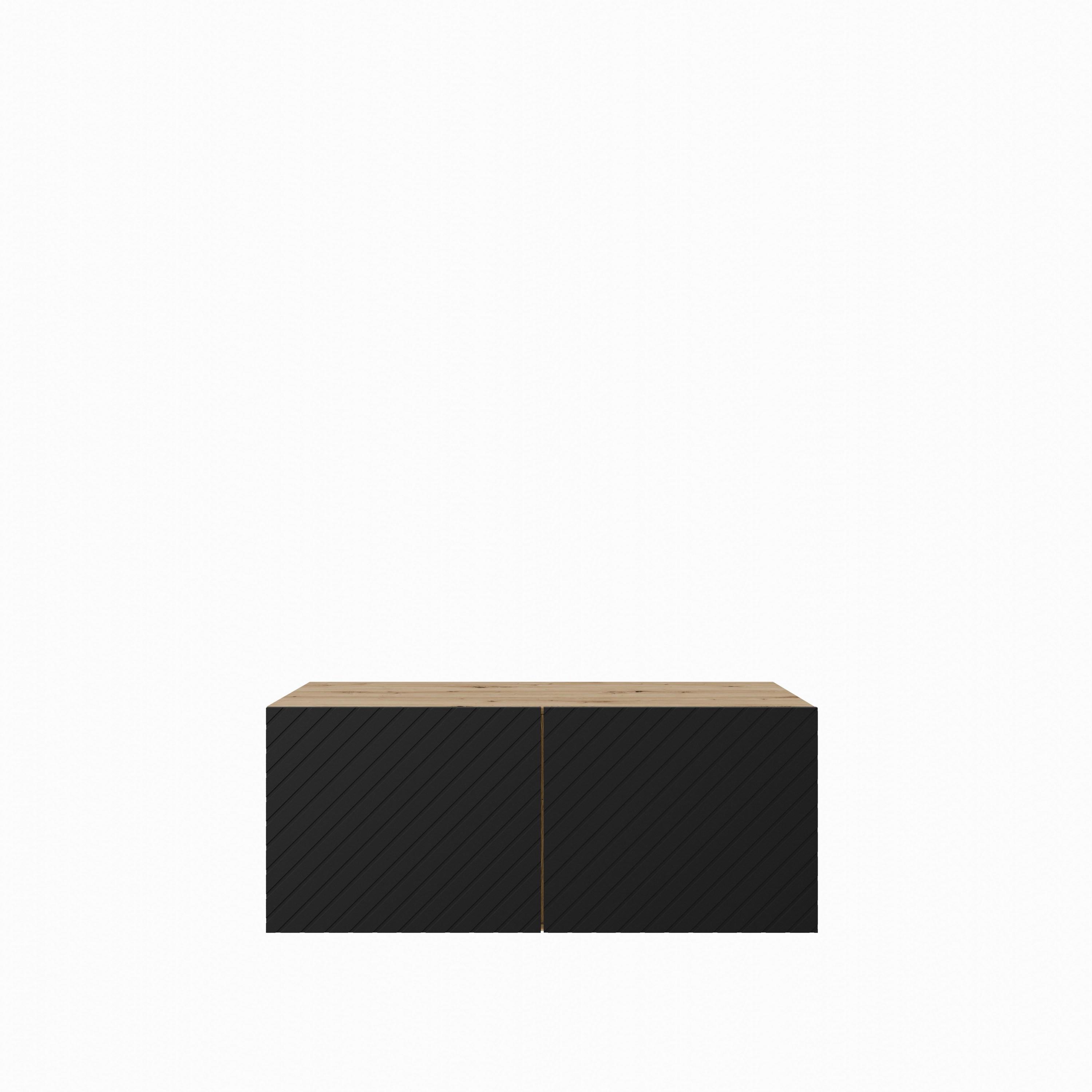 LOWBOARD CAVA 100/41/40 cm, Hängender TV-Schrank Eiche Artisan - Schwarz/Eiche Artisan, Holzwerkstoff (100/41/40cm) - MASSENO
