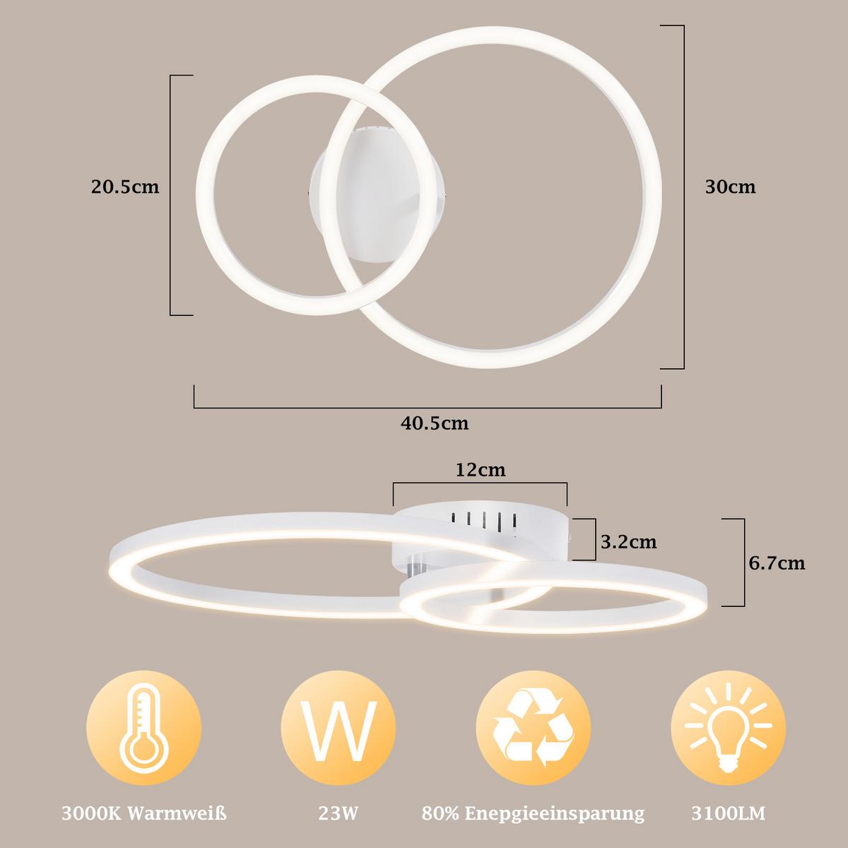 LED DECKENLEUCHTE Lioren 40.5/30/6.7 cm - Weiß, Kunststoff (40.5/30/6.7cm) - ZMH