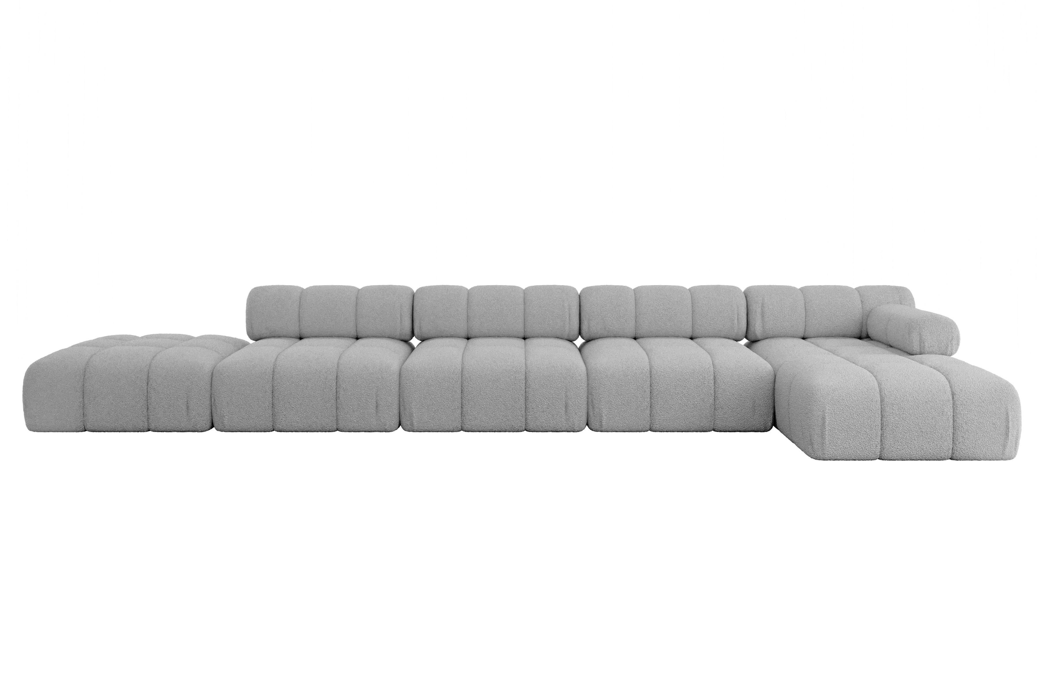 ECKSOFA modulares Sofa Lizur-L3 - 475x160x70 cm Hellgrau Bouclé - Hellgrau, Holzwerkstoff/Textil (475/160cm) - ALTDECOR