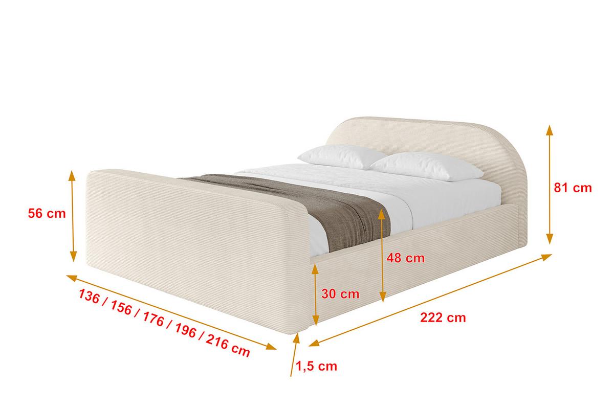 POLSTERBETT mit Bettkasten, Fußteil und Lattenrost, Boxbett mit Matratze H3/H4 - TIVON-Z-V1 180x200 Beige - Creme, Holzwerkstoff/Textil (180/200cm) - ALTDECOR