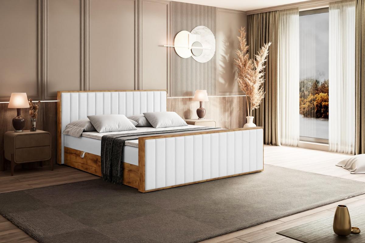 BOXBETT mit Matratze H3 und Lattenrost - LOLLI4-Z - 120x200 - Weiß Kunstleder - Weiß, Holzwerkstoff (120/200cm) - ALTDECOR