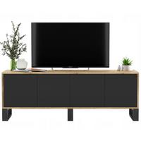 TV-SCHRANK Apollo2 Eiche wotan Schwarz Matt mit Metallbeinen 150/53/35 cm - Schwarz, Holzwerkstoff/Metall (150/53/35cm) - Meble Lindner
