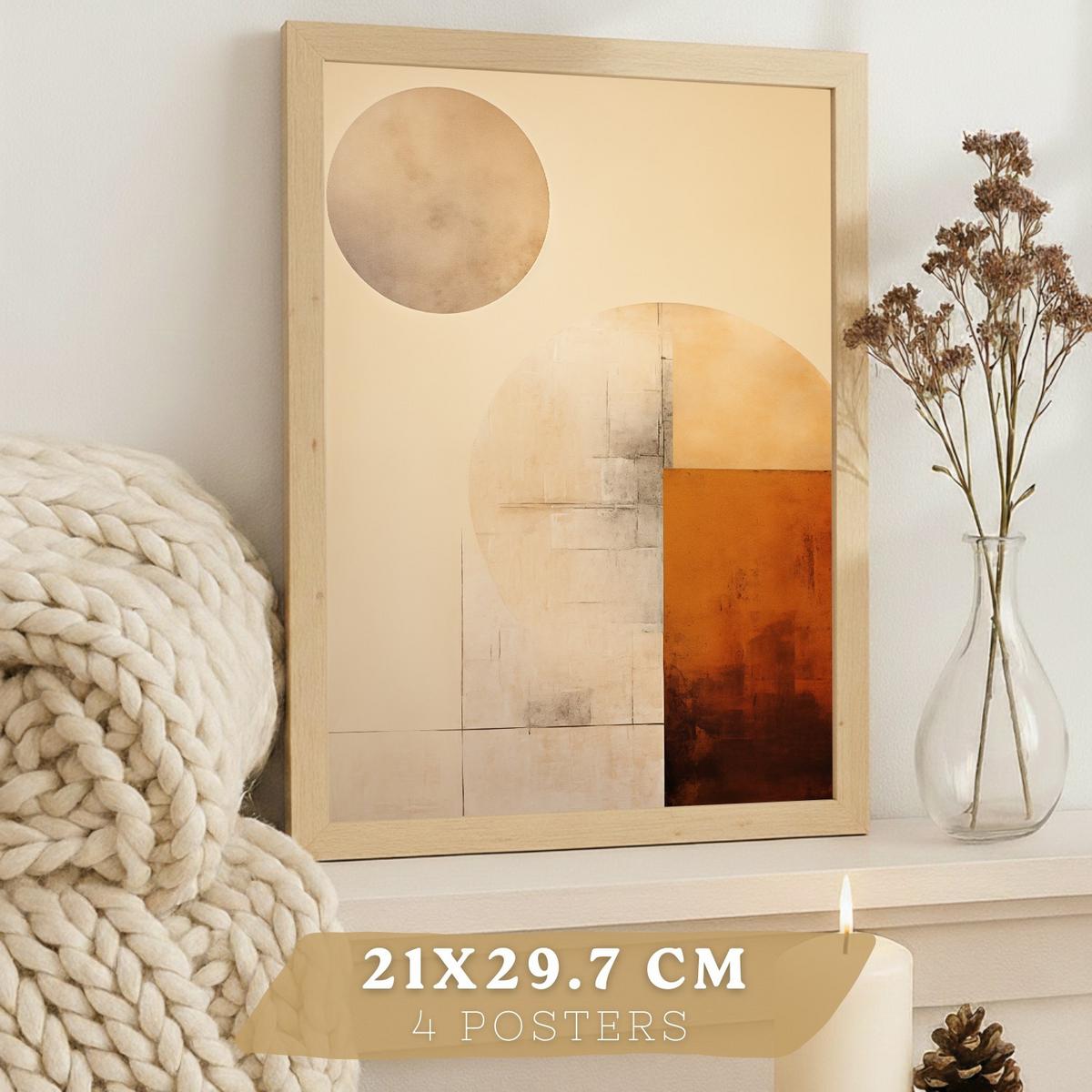 POSTER Set of 2 Beige Abstract Shape Wall Art Modern Living Room Bedroom Kitchen Bathroom Decor Rahmenlos A3 - Klar, Papier (29.7/1/42cm) - Nacnic