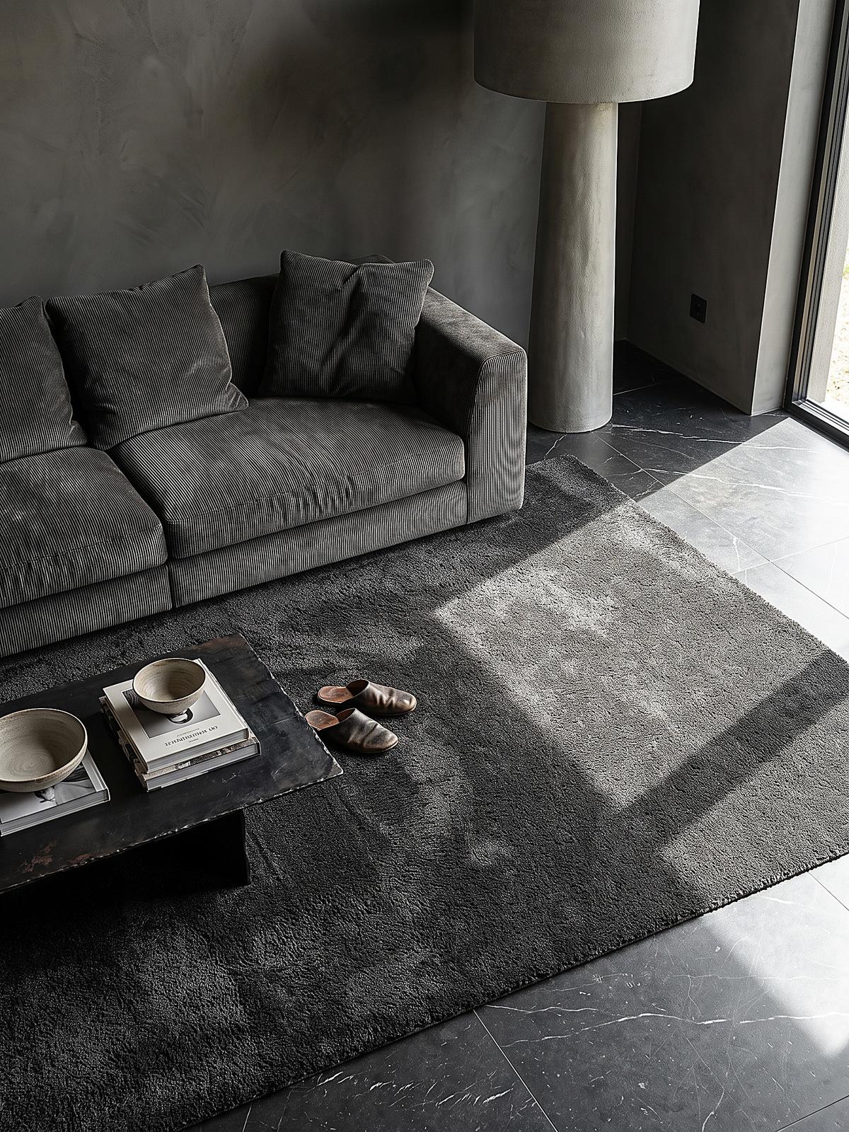 TEPPICH Hochflor ZINAL Uni Polyester Anthrazit 120 x 170 cm - Anthrazit, Textil (120/170cm) - KADIMA DESIGN