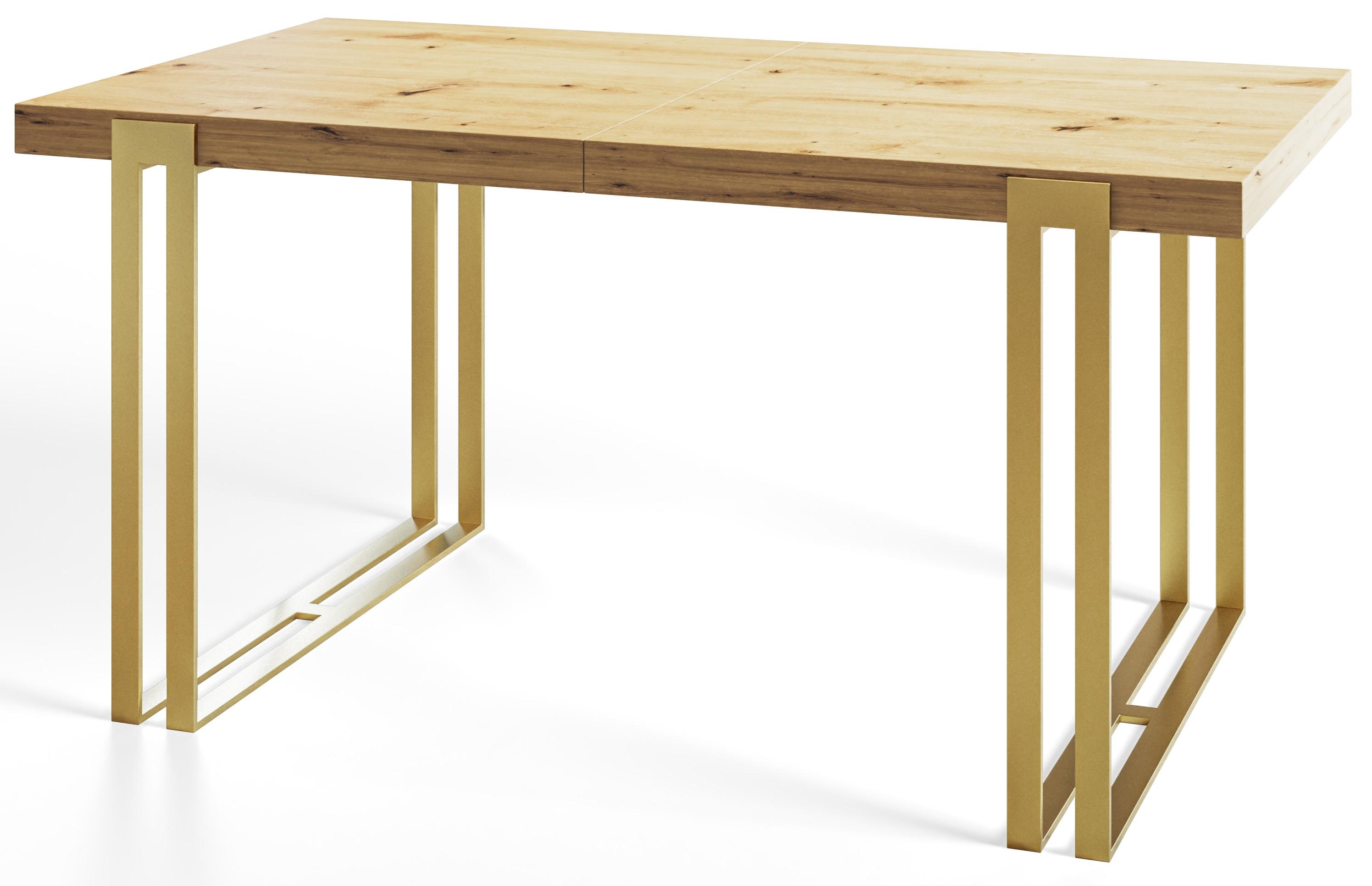 ESSZIMMERTISCH ROSA 160X90X77 cm, Farbe: ARTISAN, mit Metallbeinen in Farbe Gold - Hellbraun/Goldfarben, Holzwerkstoff (160/90/77cm) - Alpi-Möbel