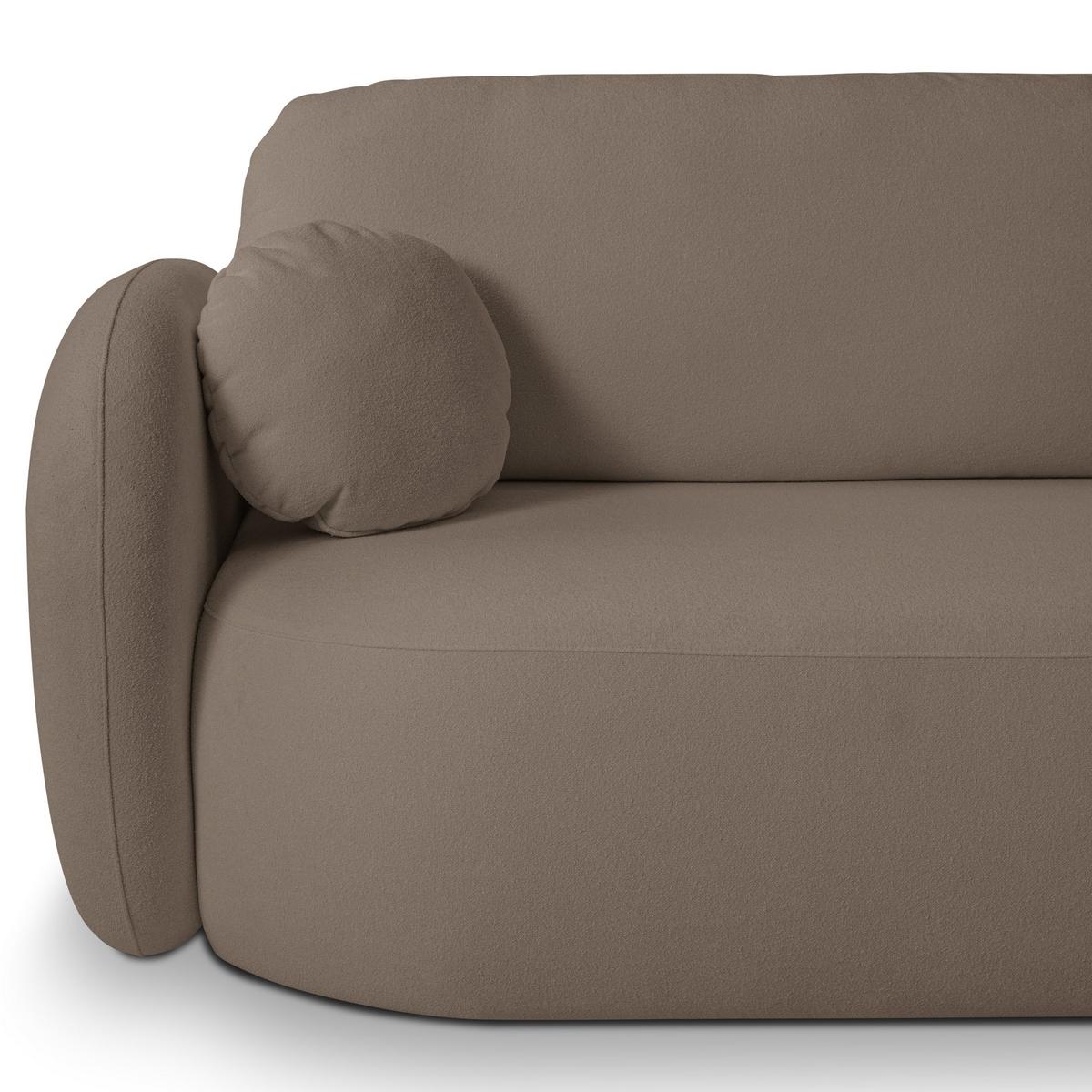 ECKSOFA AMICO R-S Braun Geflochtener Stoff mit Schlaffunktion - Braun, Holz (248/174cm) - MASSENO