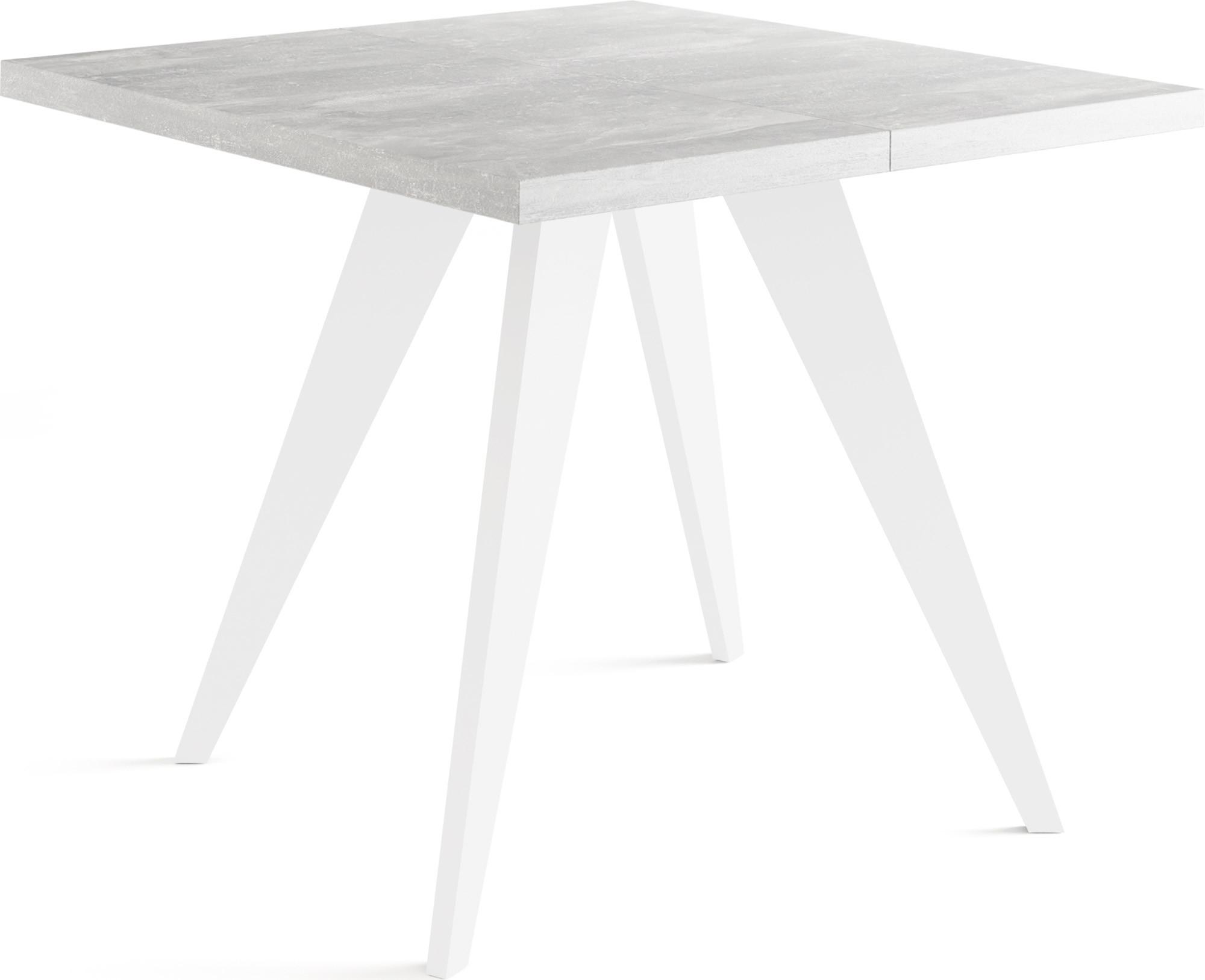ESSTISCH Quadro quadratischer ausziehbarer, Grauer Beton 100-150/100/76 cm - Hellgrau/Weiß, Holz/Holzwerkstoff (100/150/76cm) - WFL GROUP