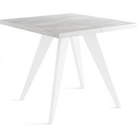 ESSTISCH Quadro quadratischer ausziehbarer, Grauer Beton 100-200/100/76 cm - Hellgrau/Weiß, Holz/Holzwerkstoff (100/200/76cm) - WFL GROUP