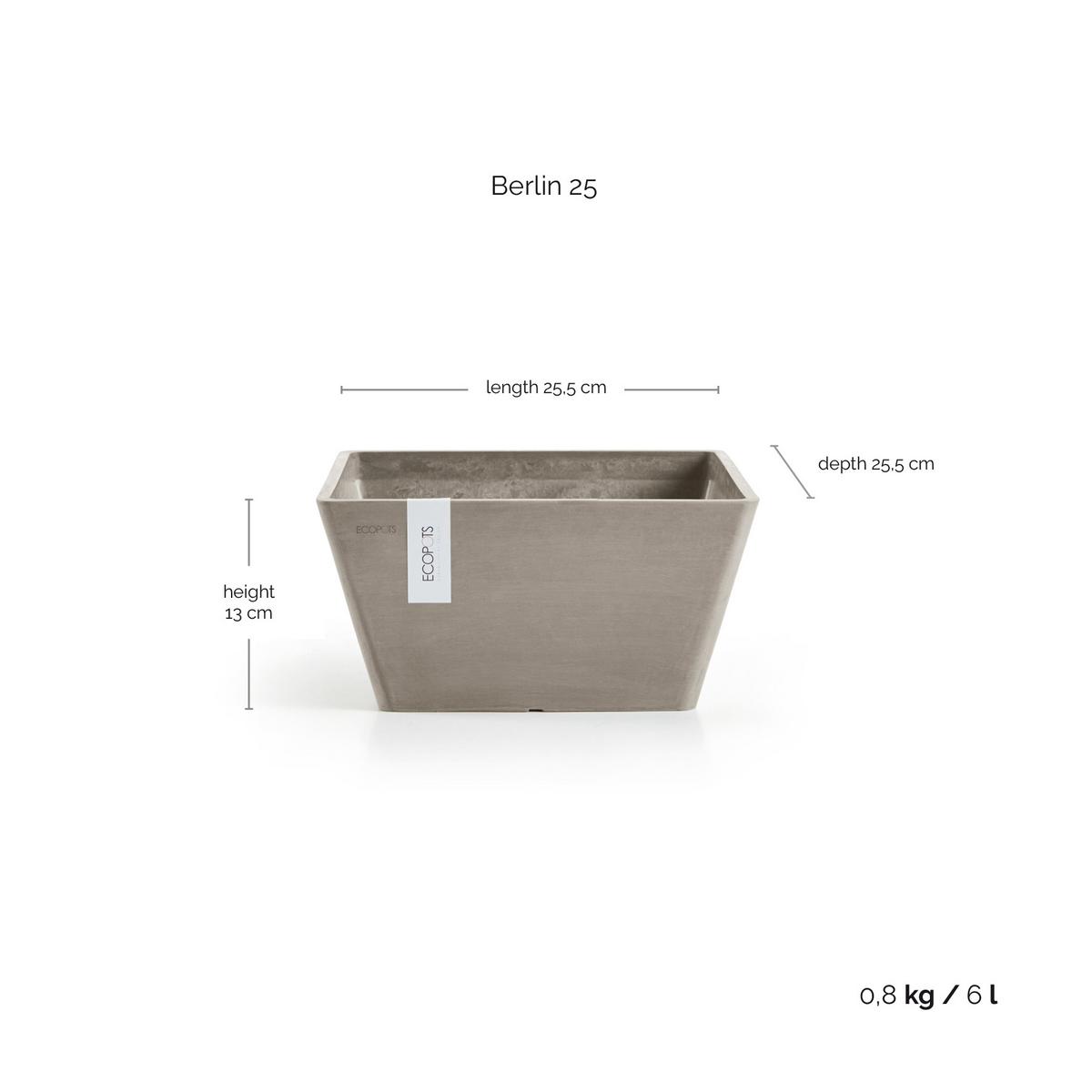 BLUMENTOPF Berlin 25,5/25,5/13 cm Taupe - Taupe, Kunststoff (25.5/13cm) - Ecopots
