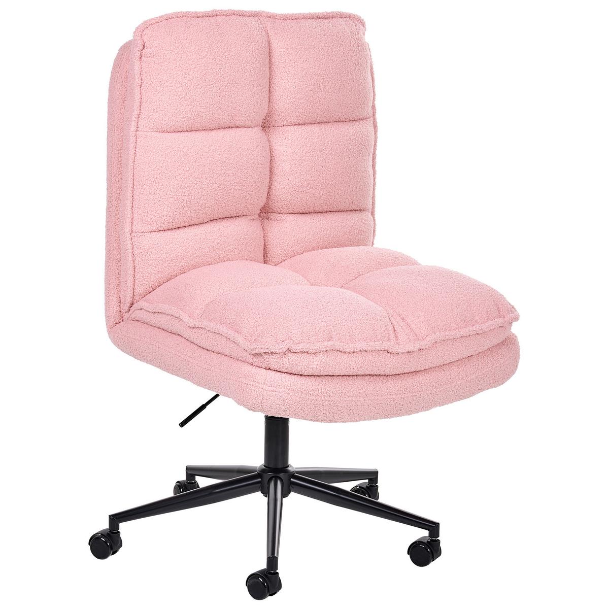 BÜROSTUHL Bouclé Rosa Addison - Pink, Textil (56/98/64cm) - Beliani