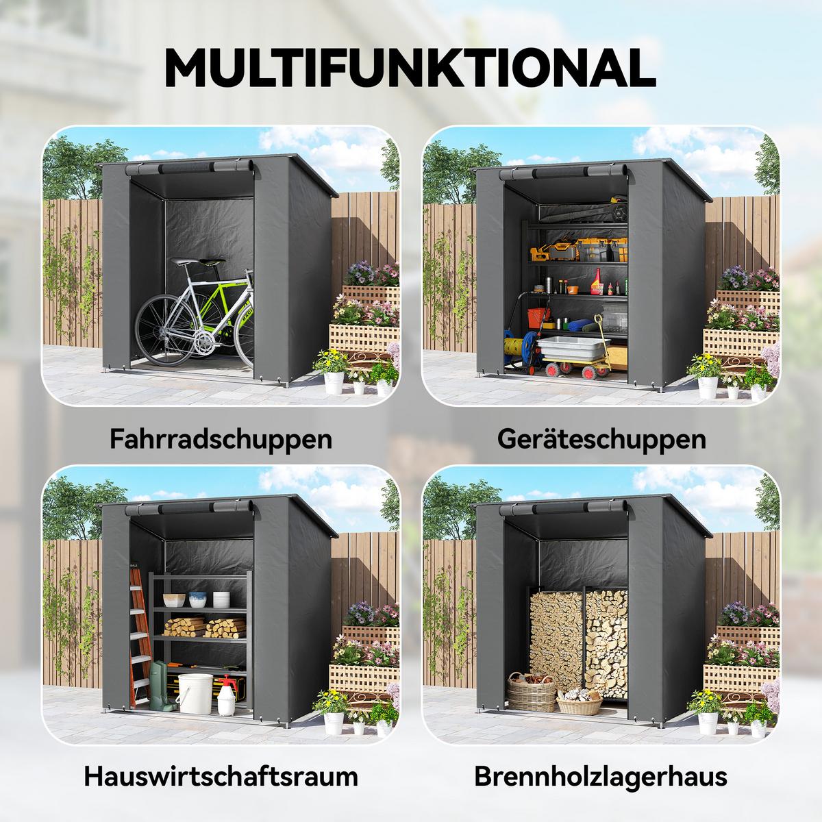 ZELTGARAGE Verzinkter Stahl PE Dunkelgrau - Dunkelgrau, Metall (120/204/187cm) - Outsunny