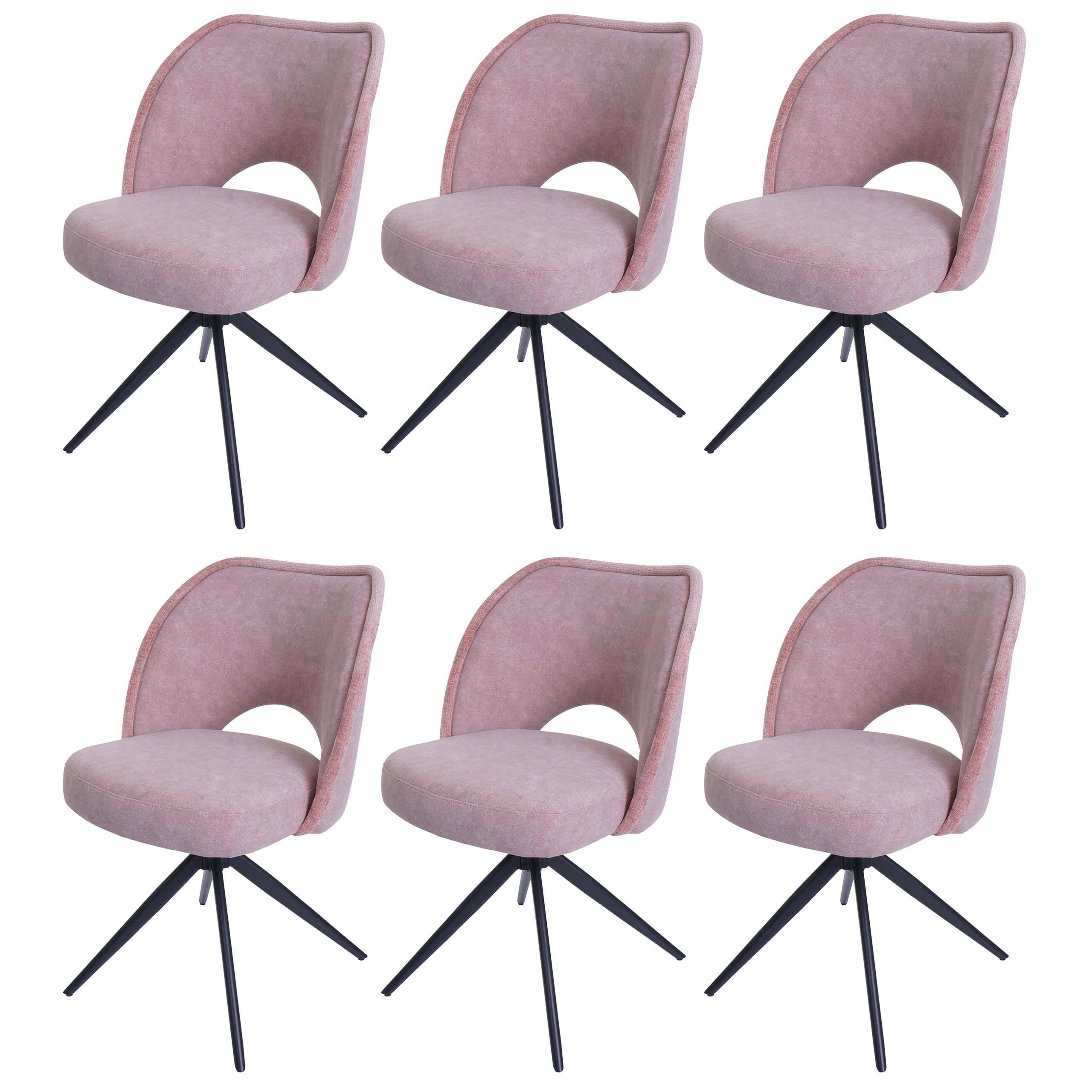 ESSZIMMERSTUHL Altrosa 6er-Set - Altrosa/Rosa, Textil (54/84/60cm) - MCW