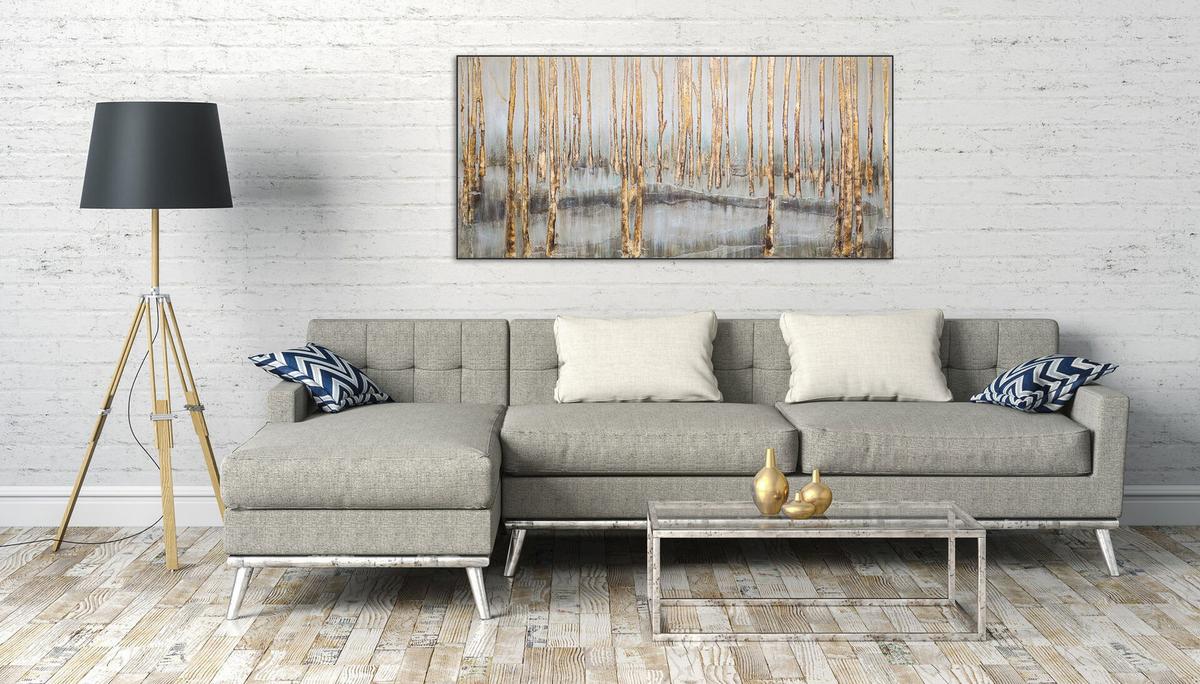 ÖLGEMÄLDE 120/60 cm - Braun/Grau, Holz/Textil (120/60cm) - KUNSTLOFT