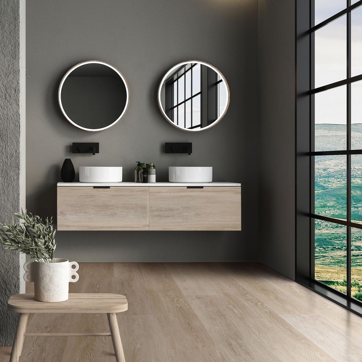 VINYLBODEN Click 1,54m²/7 Dielen Afterglow Eiche - Hellgrau, Kunststoff (122/18/0.42cm) - ML-DESIGN