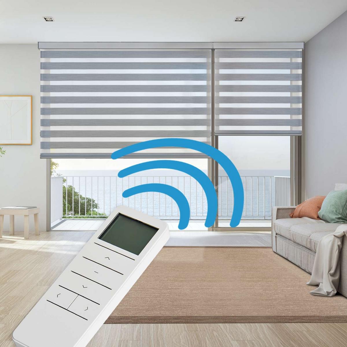 DOPPELROLLO Motorisiertes Silber 200x250 cm - Silberfarben, Kunststoff (200/250cm) - STORESDECO