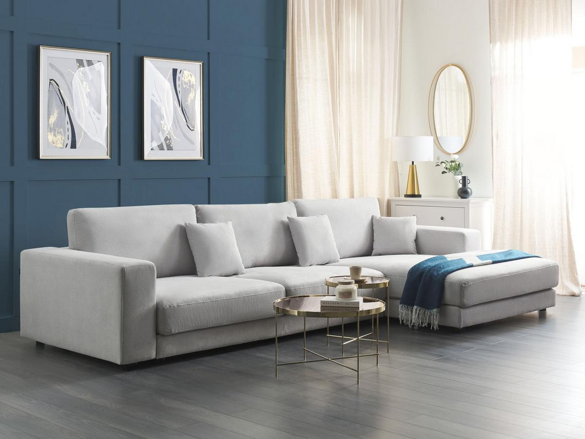 ECKFSOFA 5-Sitzer Stoff Hellgrau linksseitig Lofoten - Hellgrau/Schwarz, Textil (350/187cm) - Beliani
