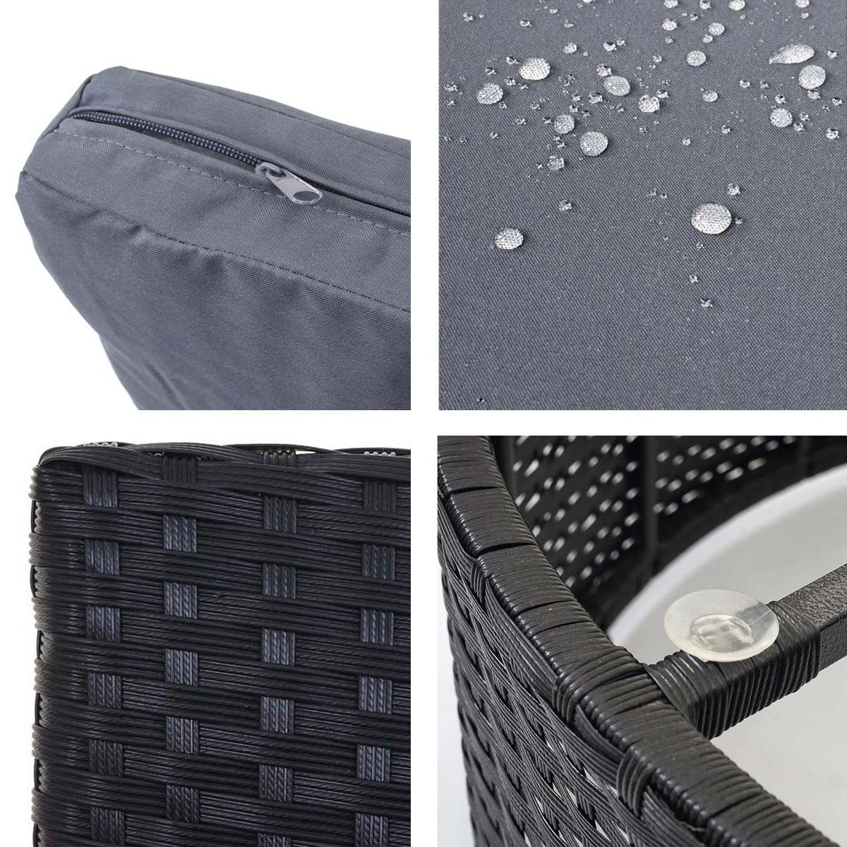 POLY-RATTAN GARNITUR RUND Schwarz, Anthrazit, Orange - Anthrazit/Schwarz, Kunststoff - MCW