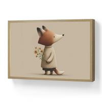 WANDLEUCHTE MIT AKKU Fuchs - Gelbe Blumen - Minimalistisch 60x40 cm - Taupe, Holzwerkstoff (60/40/8cm) - OnlyWow