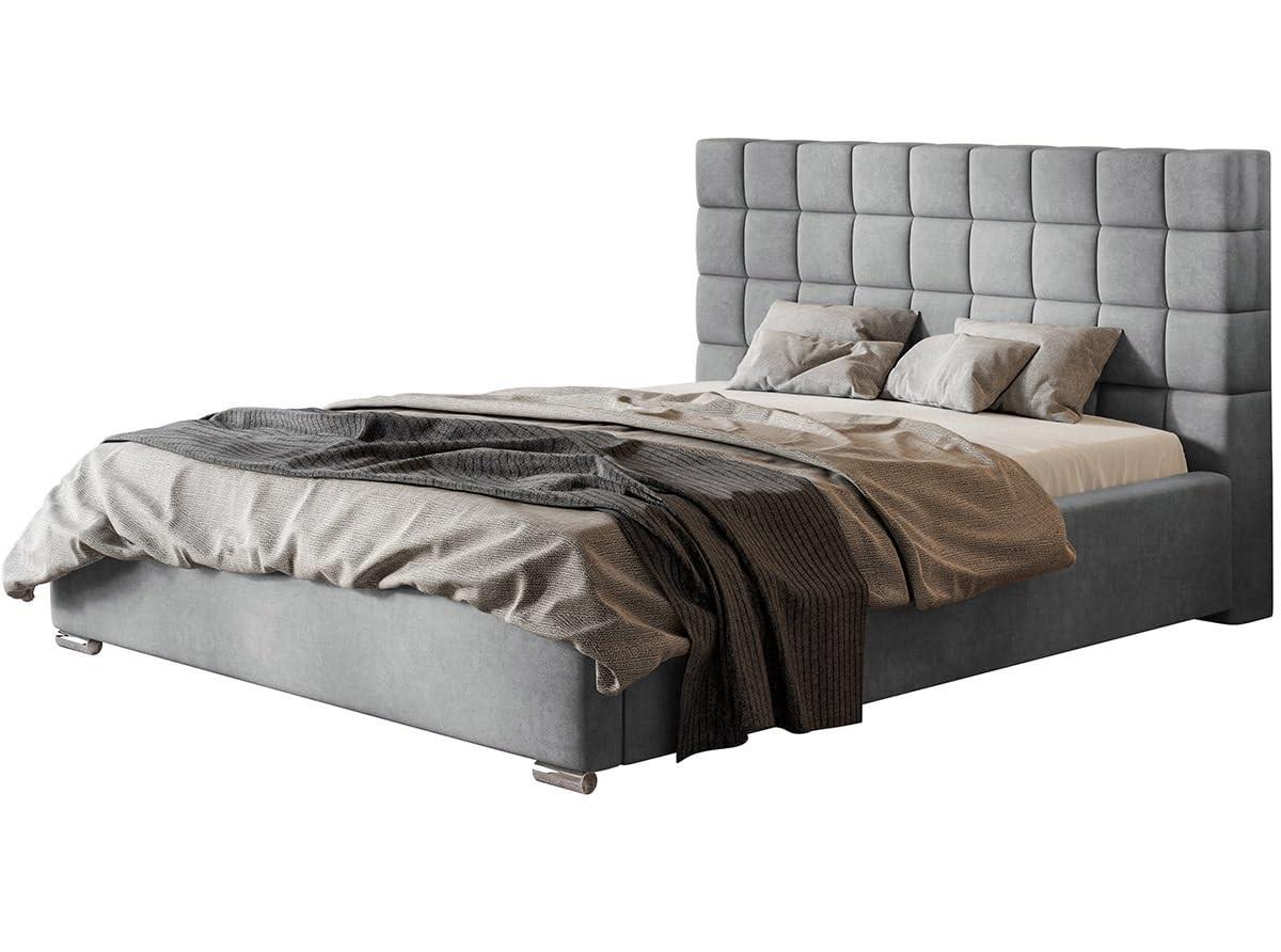 POLSTERBETT Porto mit Kopfteil, 180x200 cm, Doppelbett mit Bettkasten und Lattenrost aus Holz, Velourstoff Dunkelgrau - Dunkelgrau, Holz/Textil (180/200cm) - Alpi-Möbel