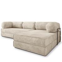 ECKSOFA ETERA modulares Boneless Sofa mit Schlaffunktion Creme Kordstoff - Creme, Textil (270/160cm) - MASSENO