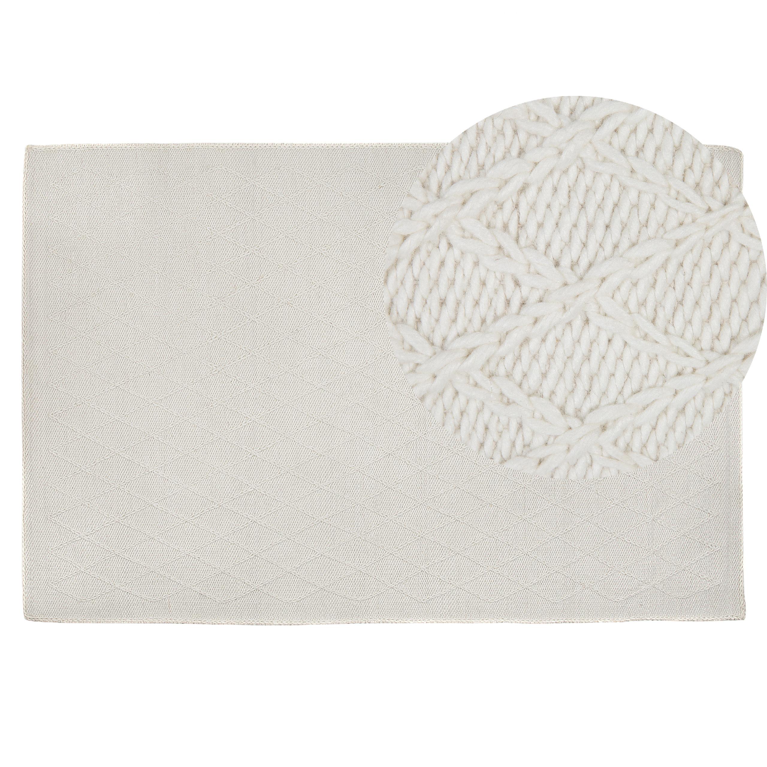 KURZFLOR-TEPPICH Erzin 200/140 cm - Weiß, Textil (140/200cm) - Beliani
