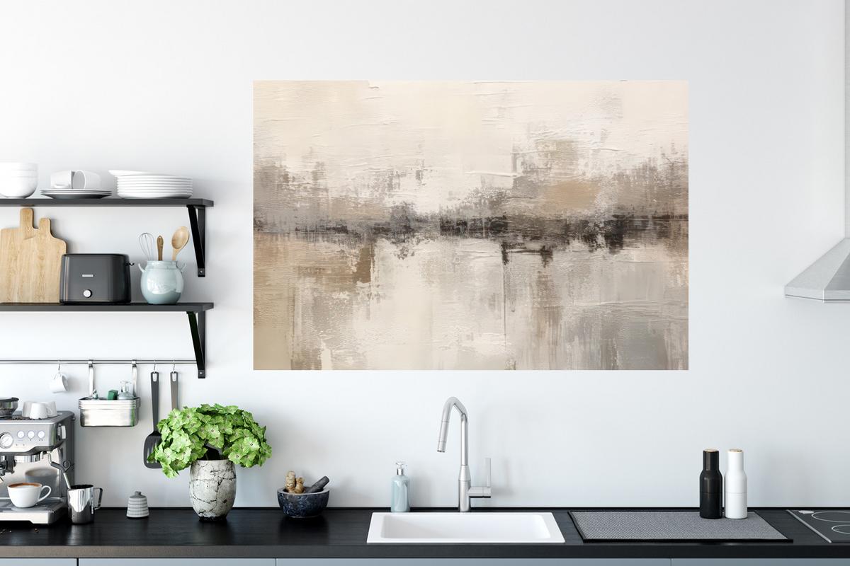 WANDTATTOO Moderne Kunst - Abstrakt - Beige Wandsticker 120x80 cm - Beige, Kunststoff (120/80/0.1cm) - MuchoWow