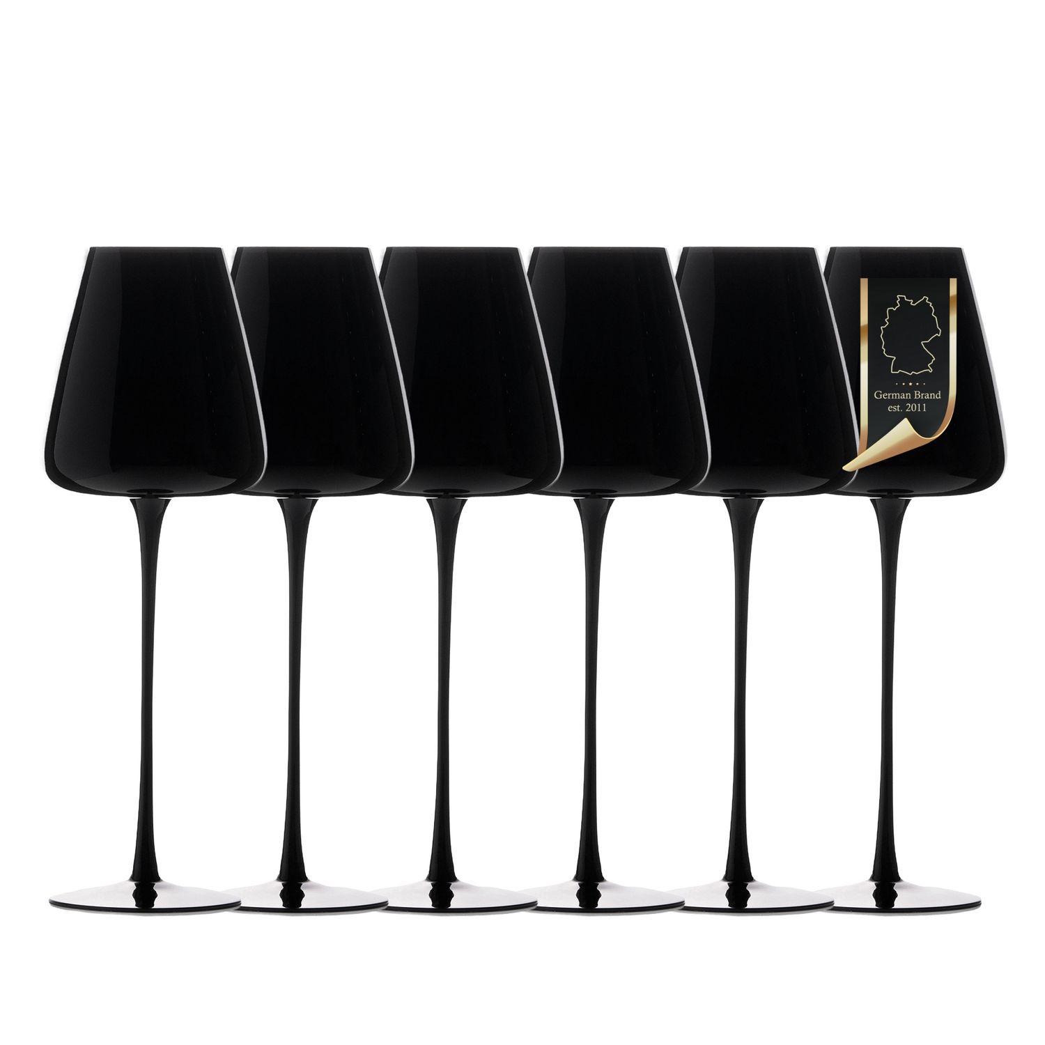 WEINGLAS-SET 500 ml (6er Set) - Schwarz, Glas (0.5L) - Intirilife