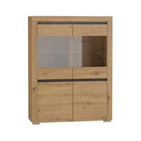 GESCHIRRSCHRANK Kasla Holz und Anthrazitgrau - Grau, Holzwerkstoff (106/139/39cm) - Petits-meubles