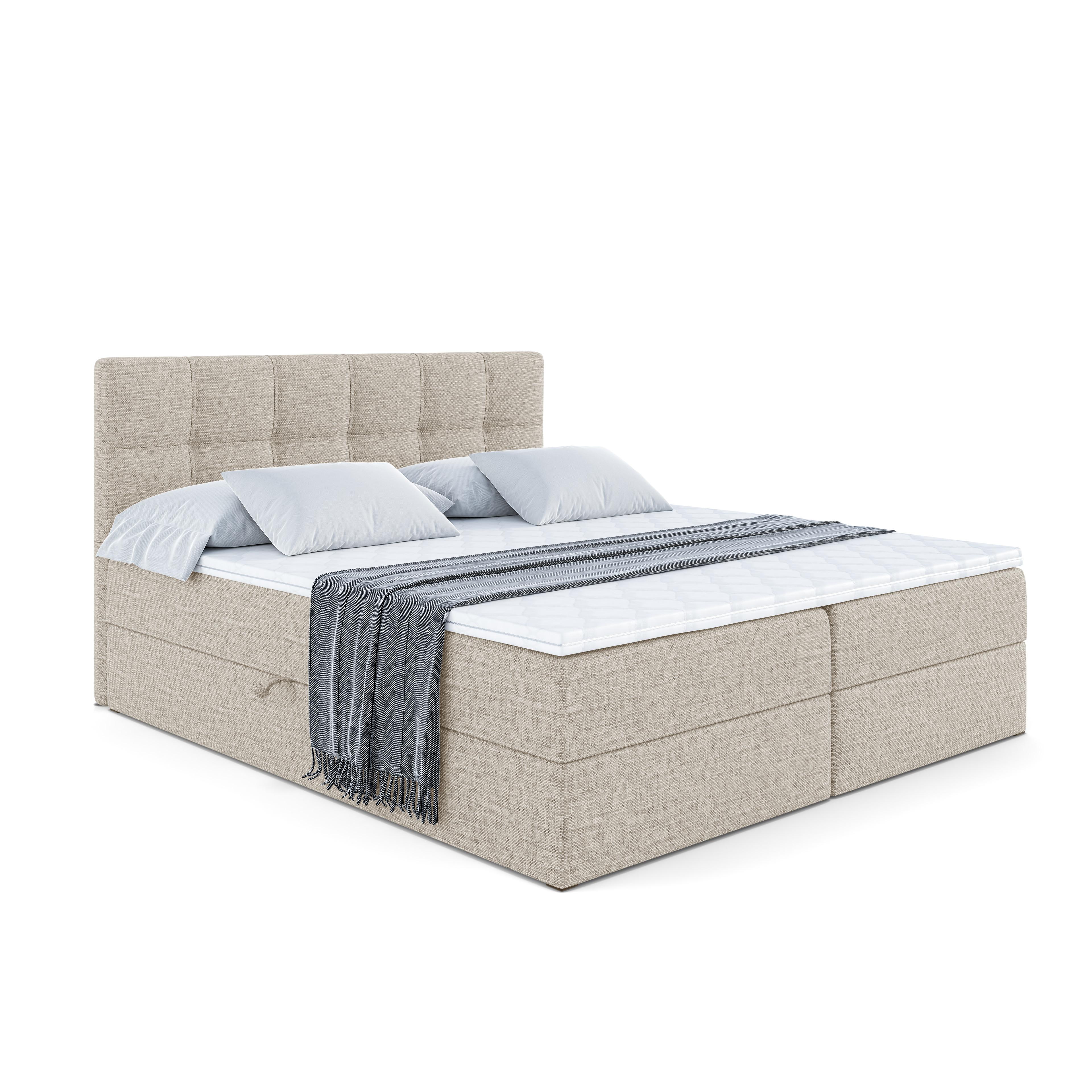 BOXBETT mit Matratze H4 und Lattenrost - MARCE - 140x200 - H4 - Beige - Beige, Holzwerkstoff (140/200cm) - ALTDECOR