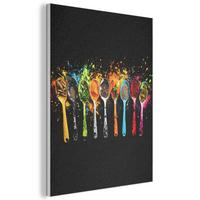 AKUSTIKBILD Löffel - Gewürze - Modern - Graffiti - Farbe - Farbenfroh Kunstdruck Schlafzimmer 50x70 cm - Multicolor, Kunststoff (50/70/0.9cm) - MuchoWow