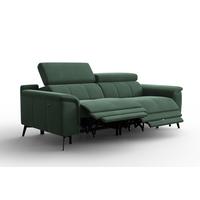 SOFA RELAX FIERO 3-Sitzer, Grüner Veloursstoff - Schwarz/Grün, Holz/Textil (212/82/103cm) - Courtois Laville