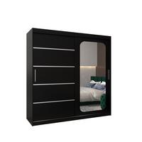 SCHWEBETÜRENSCHRANK 200/200/62 2-türig - Silberfarben/Schwarz, Holz/Kunststoff (200/200/62cm) - MÖBEL KRYSPOL