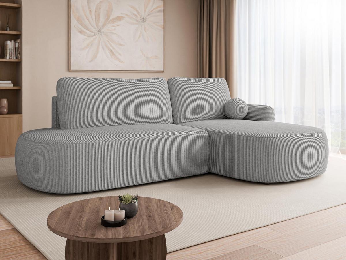 ECKSOFA Loridu O Cord, Seite: Rechts - Schwarz/Grau, Holz/Kunststoff (274/174cm) - MIRJAN24