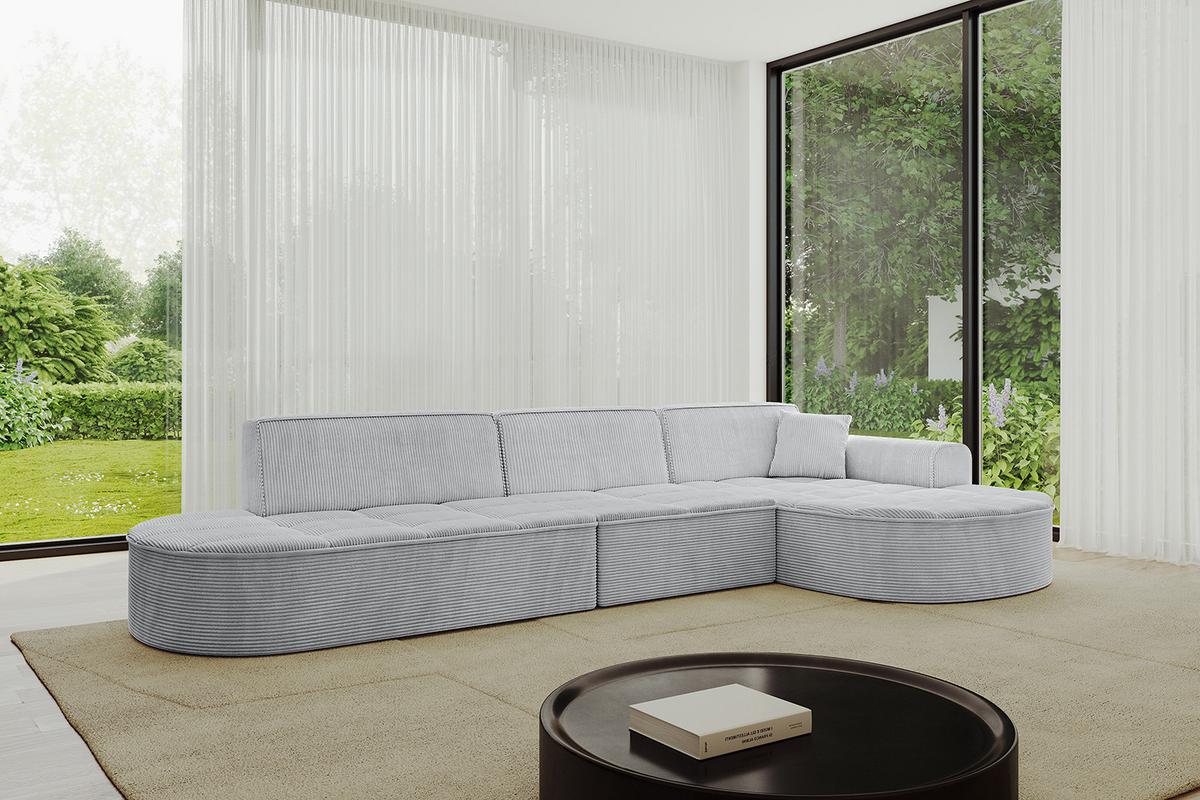 ECKSOFA Ottomane Rechts TARO-L2 - 328x171x79,5 cm Grau - Grau, Holzwerkstoff/Textil (328/171cm) - ALTDECOR