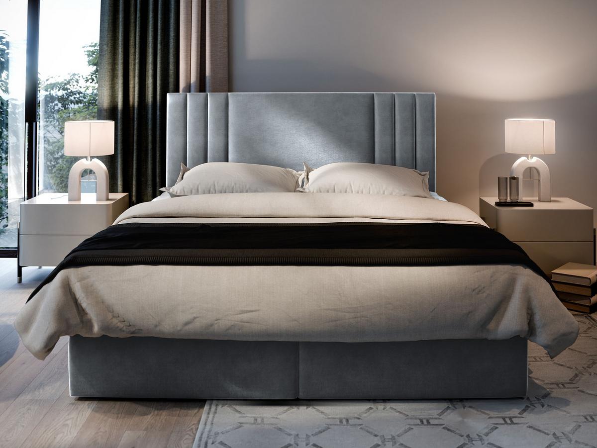 BOXBETT BRES 180x200 cm mit Matratze und Topper - Hellgrau - Hellgrau, Holz (180/200cm) - MASSENO