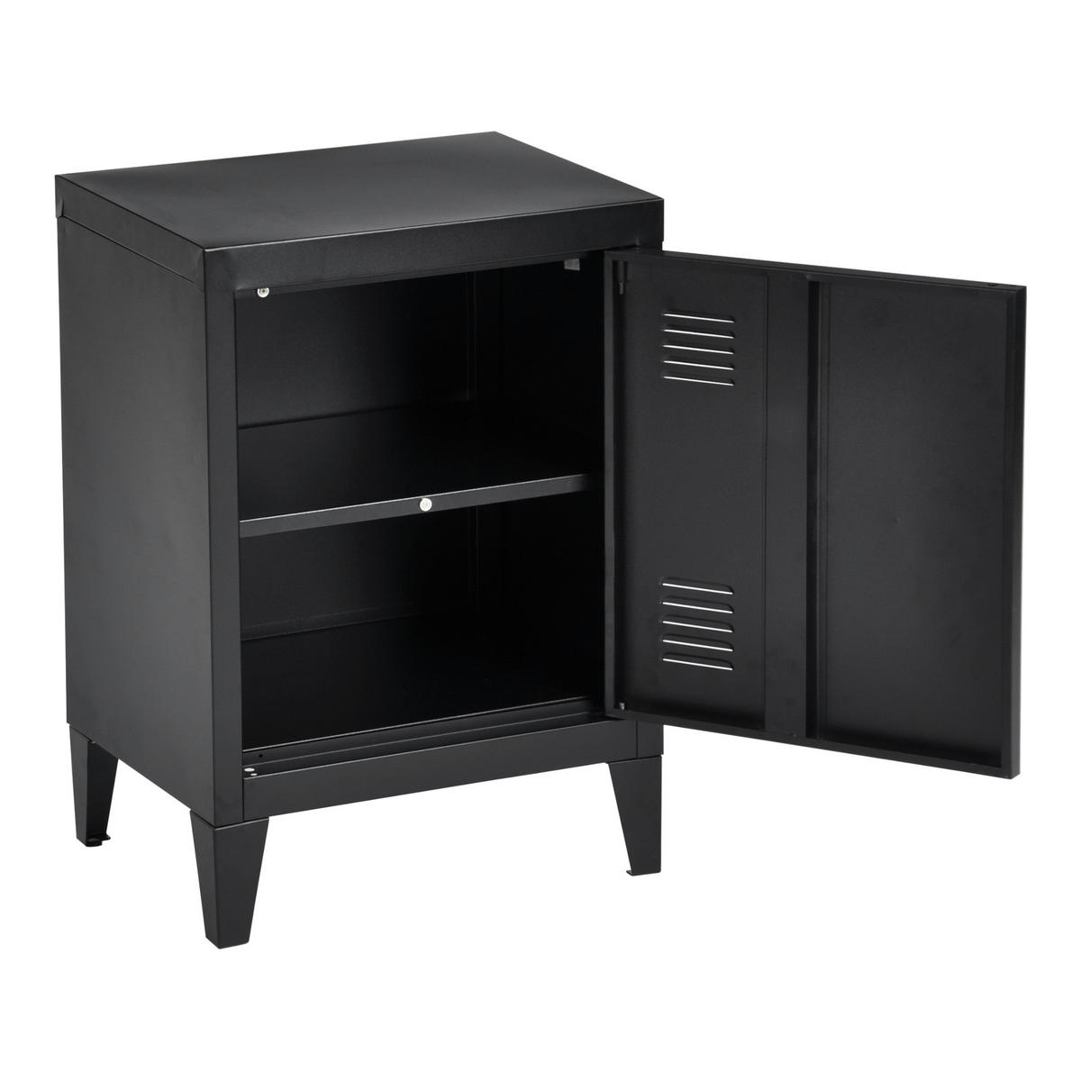 NACHTSCHRANK-SET 2 TLG. Inari - Schwarz, Metall (40/57/30cm) - [en.casa]