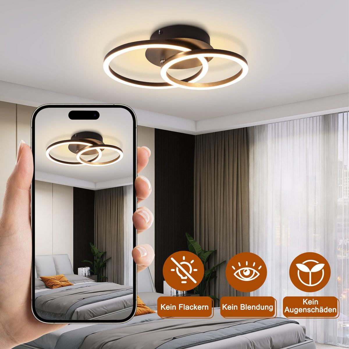LED-DECKENLEUCHTE Gallagher 34.4/25/7.4 cm - Schwarz, Metall (34.4/25/7.4cm) - Nettlife